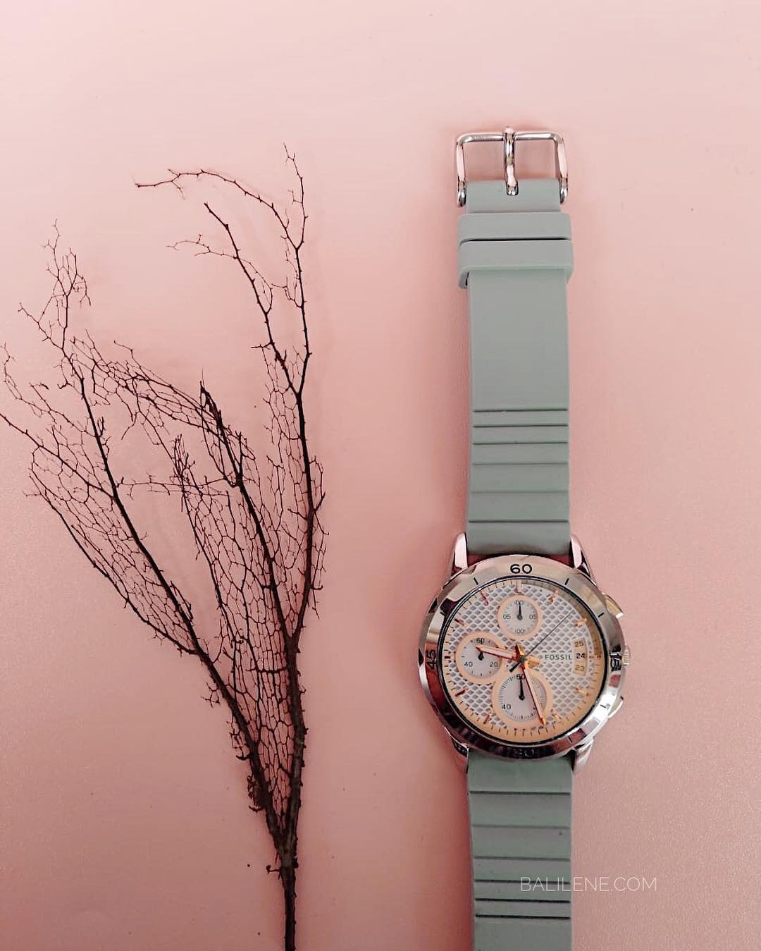 Fossil ES4042 Women's Modern Pursuit Chronograph White Dial Grey Silicone Watch