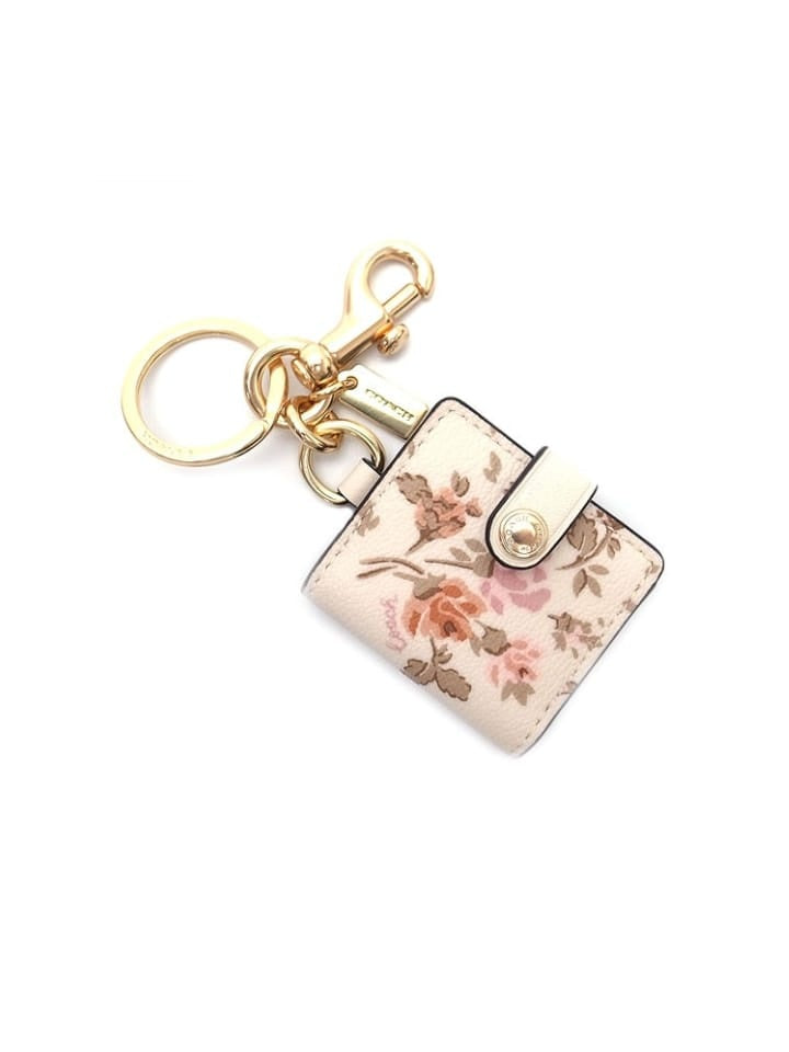Coach 89985 Frame Bag Charm With Rose Bouqt Print Chalk Multi