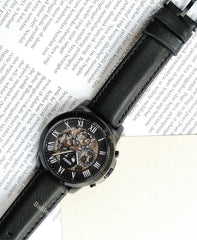Fossil Me3028 Grant Automatic Black Leather Watch