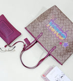 Coach F31500 Reversible City Tote In Signature Canvas With Graffiti Khaki Multi