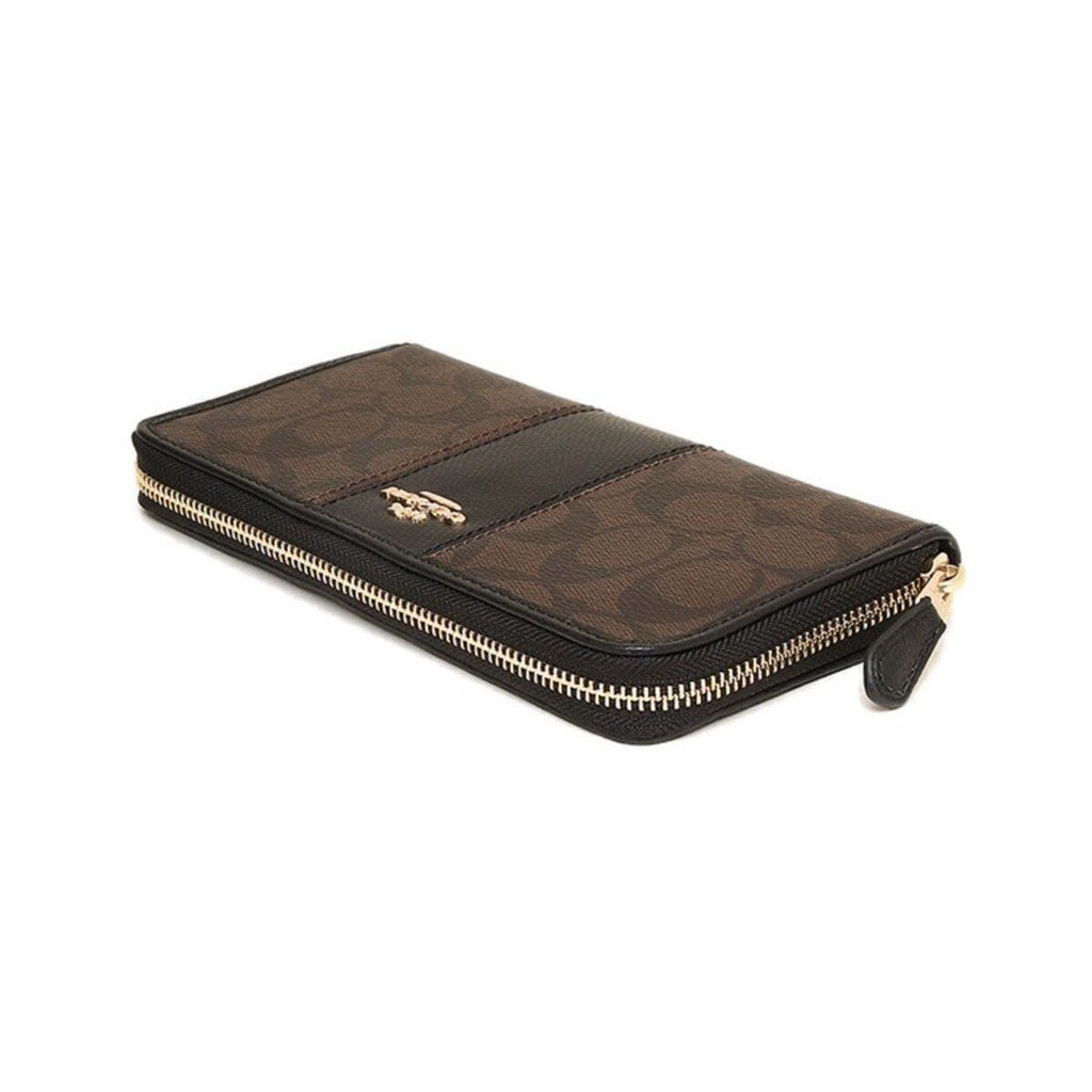 Coach F54630 Signature Leather Acc Zip Brown Black