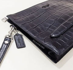 Coach F73151 Structured Pouch Croco Embosed Black