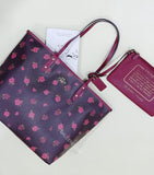 Coach F46286 Reversible City Tote With Tossed Peony Print Oxblood Cherry Multi