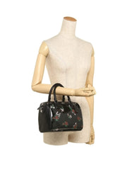 Coach F25856 Mini Bennett Satchel  With Cross Stitch Floral Print Silver / Black Multi