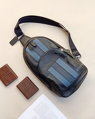 Coach F49318 Houston Pack With Varsity Stripe Black Denim Midnight Navy