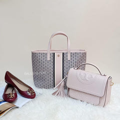 Tory Burch Gemini Tote Small Pink Link Stripe