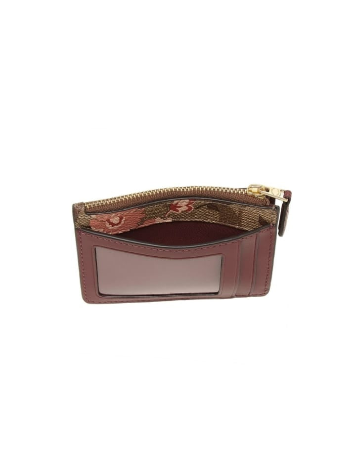 Coach F78047 Signature Daisy Mini ID Case Khaki Coral Multi