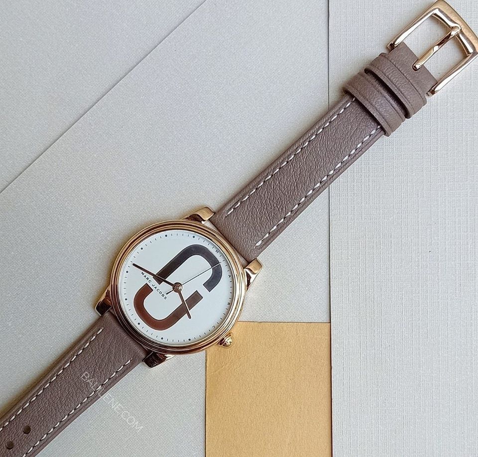 Marc Jacobs MJ1579 Rose Gold-Tone Corie Brown Leather Three-Hand Watch