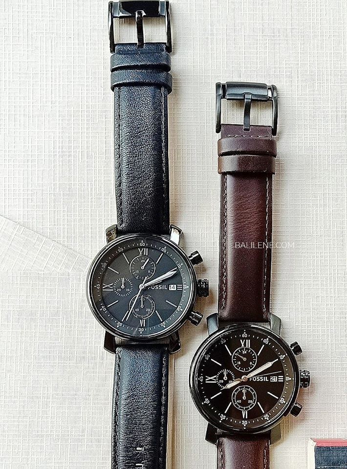 Fossil BQ1703 Rhett Chronograph Black Leather Watch