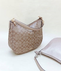 Coach F73285 Elle Hobo Signature Khaki Platinum