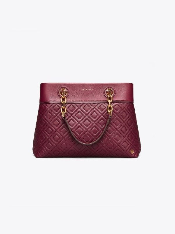 Tory Burch 48892 Fleming Small Tote Imperial Garnet Quilted Leather