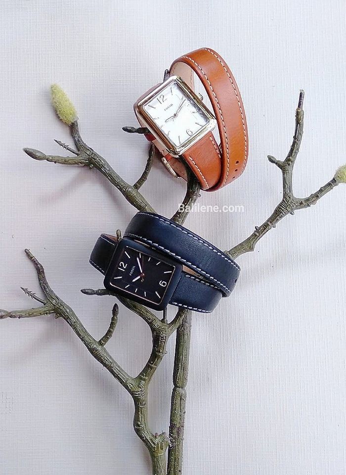 Fossil ES4193 Atwater Three Hand Ladies Black Leather Wrap Watch