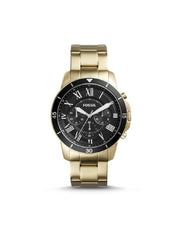 Fossil Grant Fs5267 Chronograph Men Black Dial Gold Stainless Steel Watch