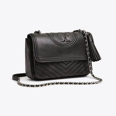 Tory Burch Fleming Distressed Flap Shoulder Black