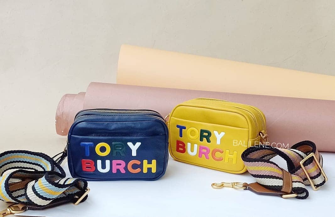 Tory Burch 71815 Perry Print Double-Zip Mini Bag Royal Navy