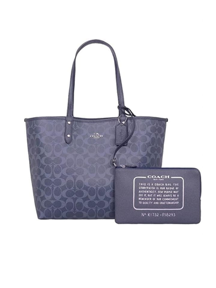 Coach Denim & Midnight deals Star-Accent Reversible Leather Tote Bag