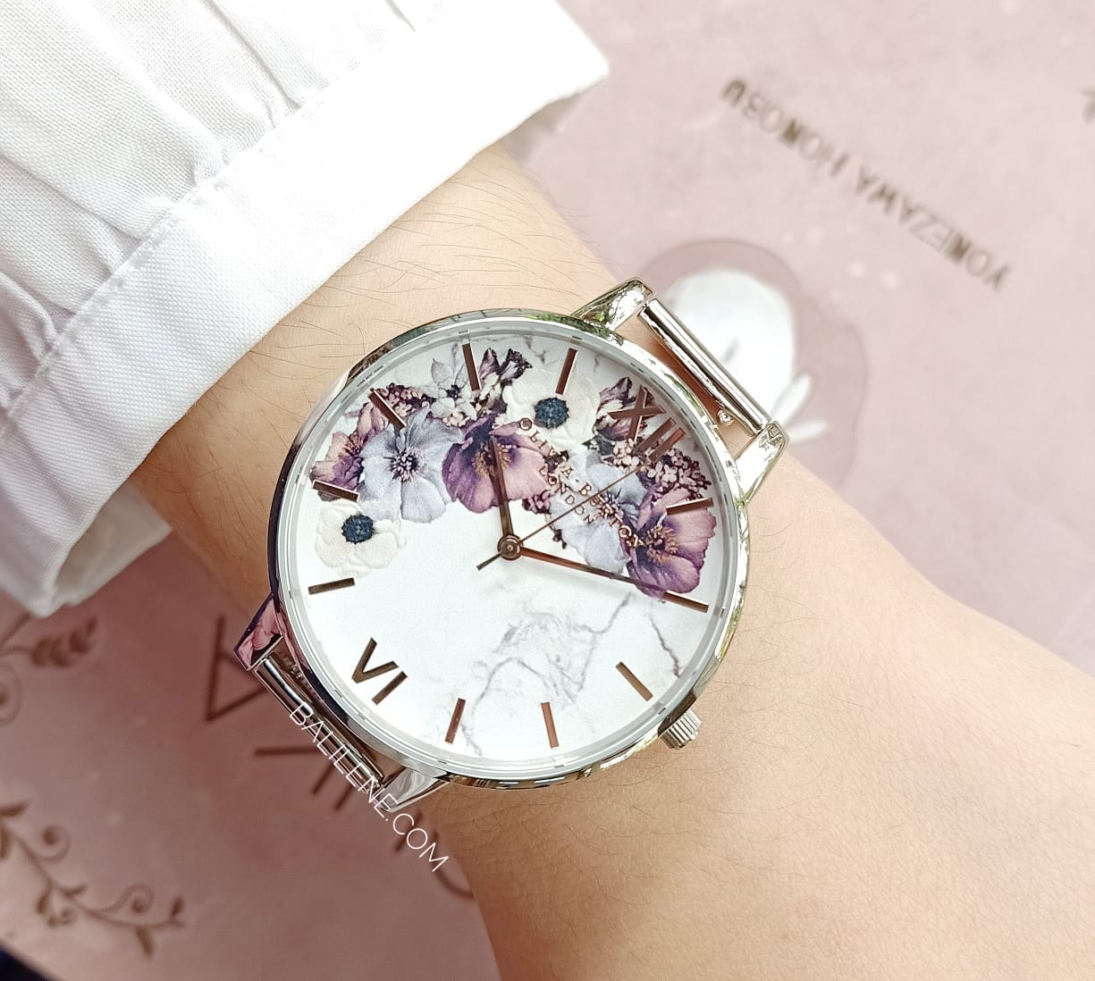 Olivia Burton Marble Floral Silver