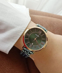 Fossil Es4323 Jacqueline Three-Hand Date Alpine Green Stainless Steel Watch