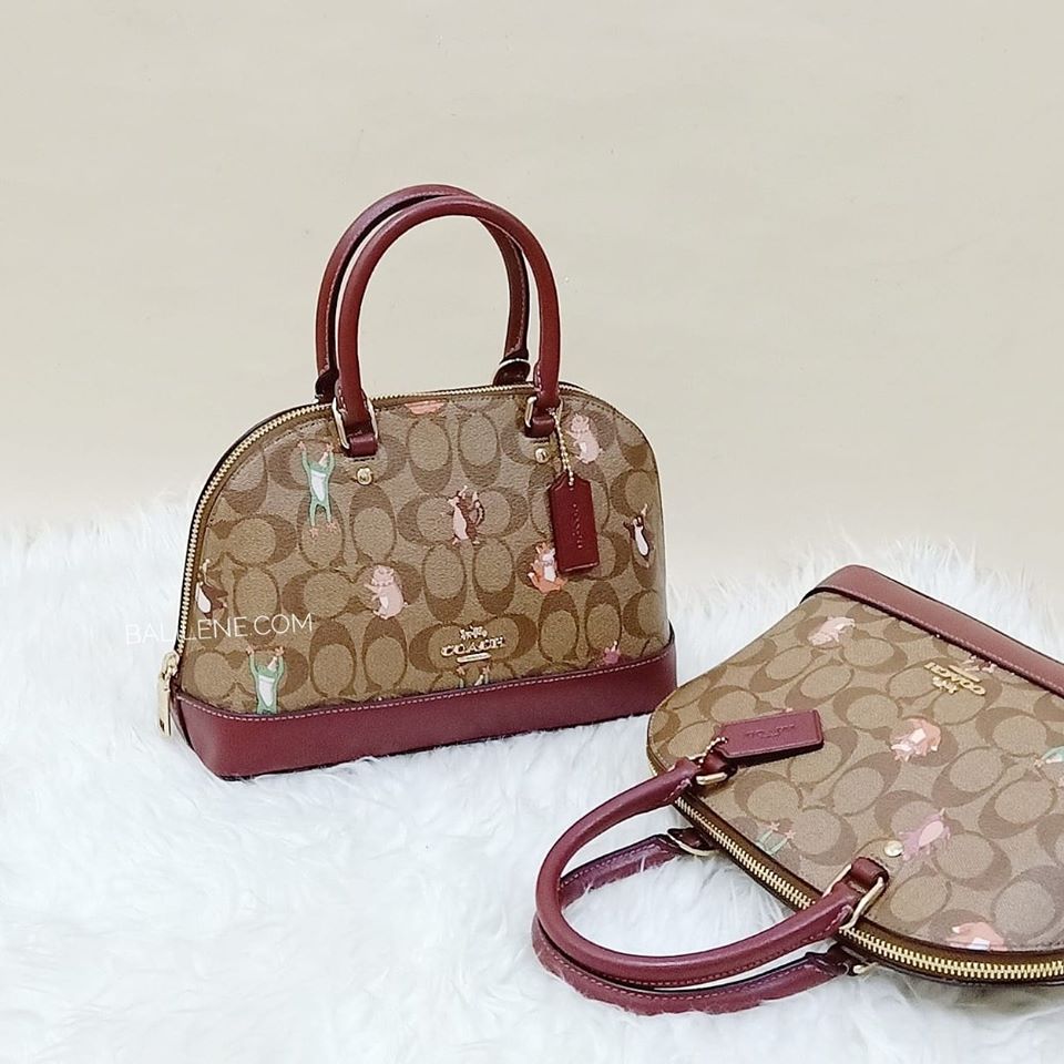Coach F87661 Mini Sierra Signature Animal Khaki Pink Multi