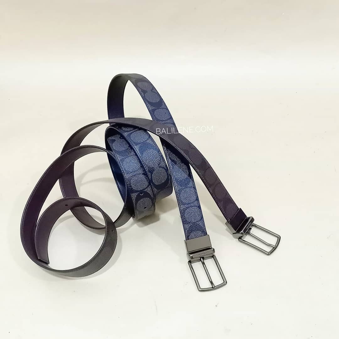 Coach F64825 Belt Men Reversible Black Charcoal CQ/BK