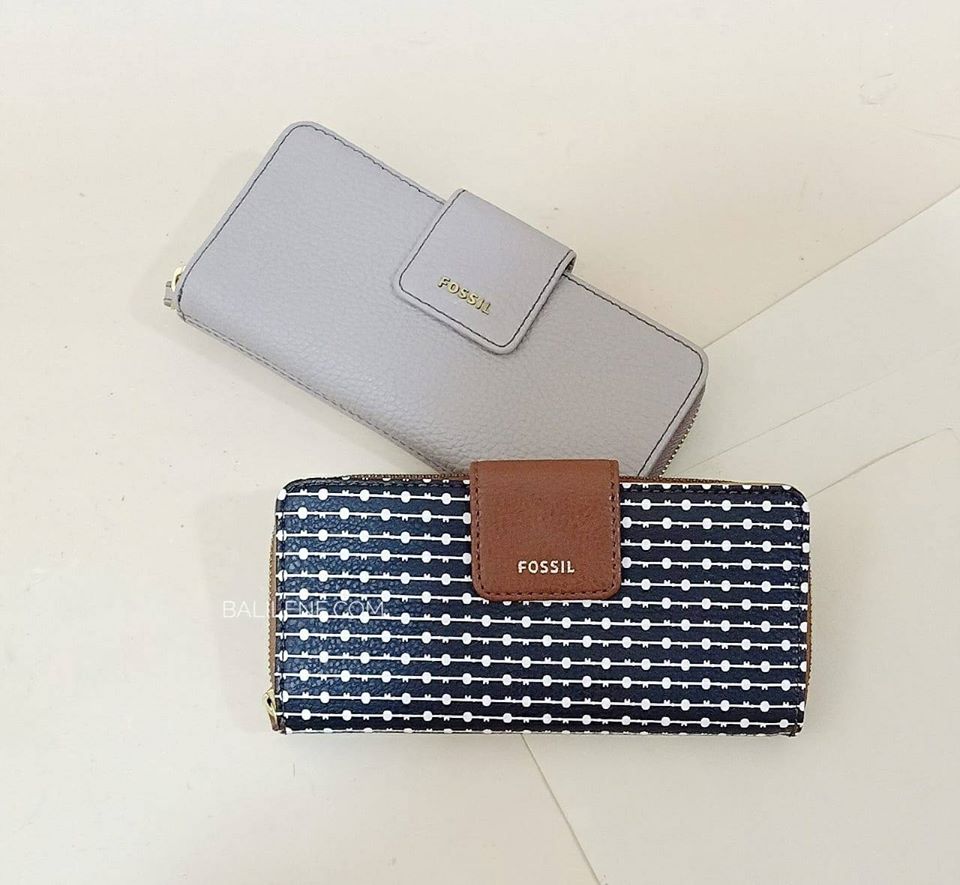 Fossil Swl1575271 Madison Leather Zip Clutch Taupe