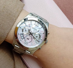 Fossil Es4173 perfect Boyfriend Pink Mother Of Pearl Dial Ladies Watch