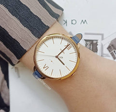 Fossil ES4355 Annette Three Hand Navy Leather Watch