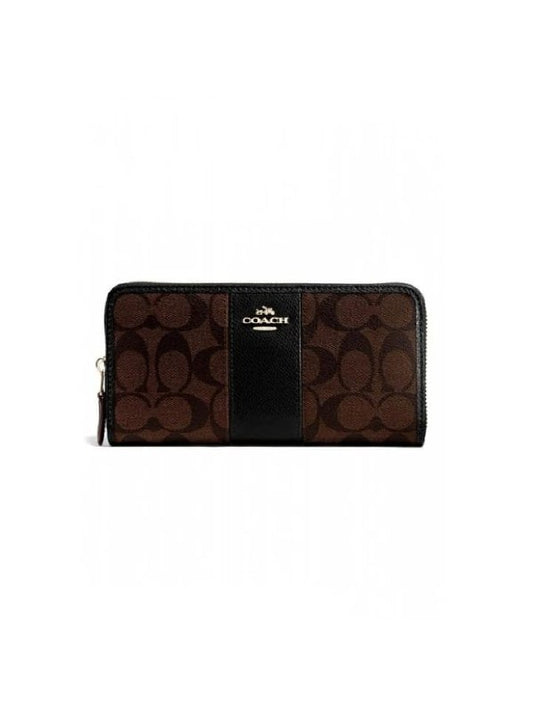 Coach F54630 Signature Leather Acc Zip Brown Black