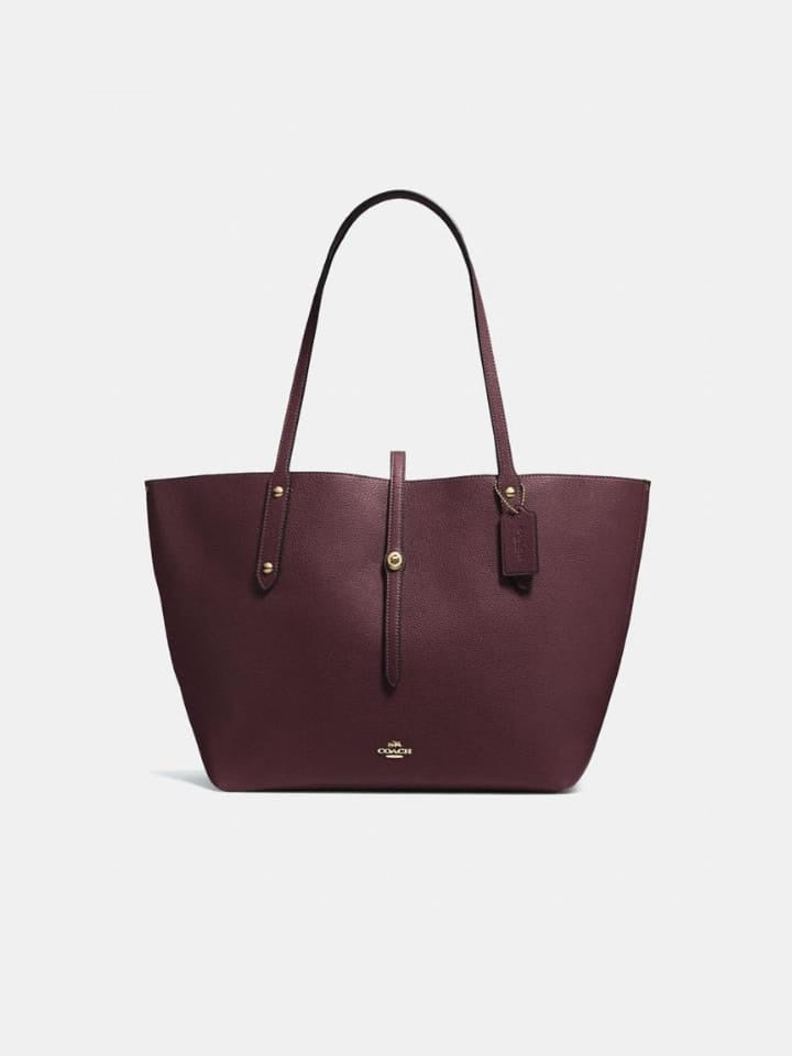 Coach F58849 Market Tote Pabbled Leather Oxblood