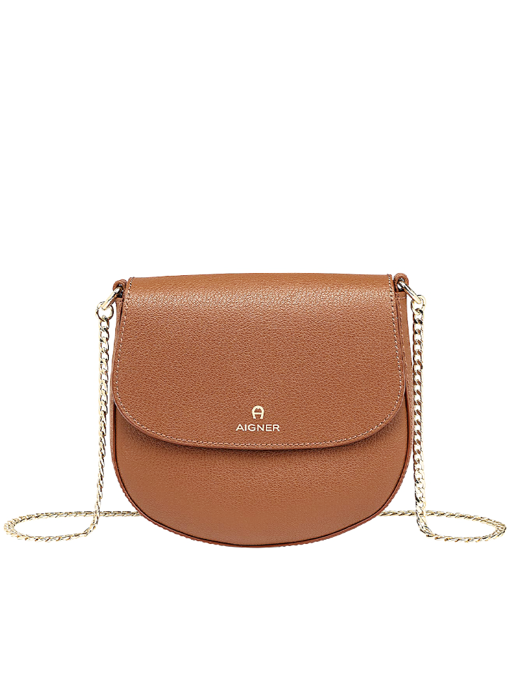 Aigner Ava XS Crossbody Bag With Chain Strap Cognac Brown