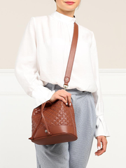 Aigner 136020 50 Quilted Hobo Bag Cognac Brown