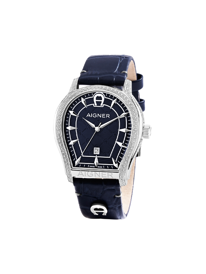 Aigner Bergamo A137101 Navy Dial Leather Strap Watch