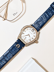 Aigner Bergamo A137106 Navy Leather Strap Watch