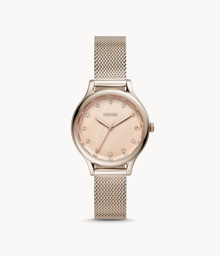 Fossil BQ3466 Laney Three-Hand Pastel Pink Stainless Steel Watch