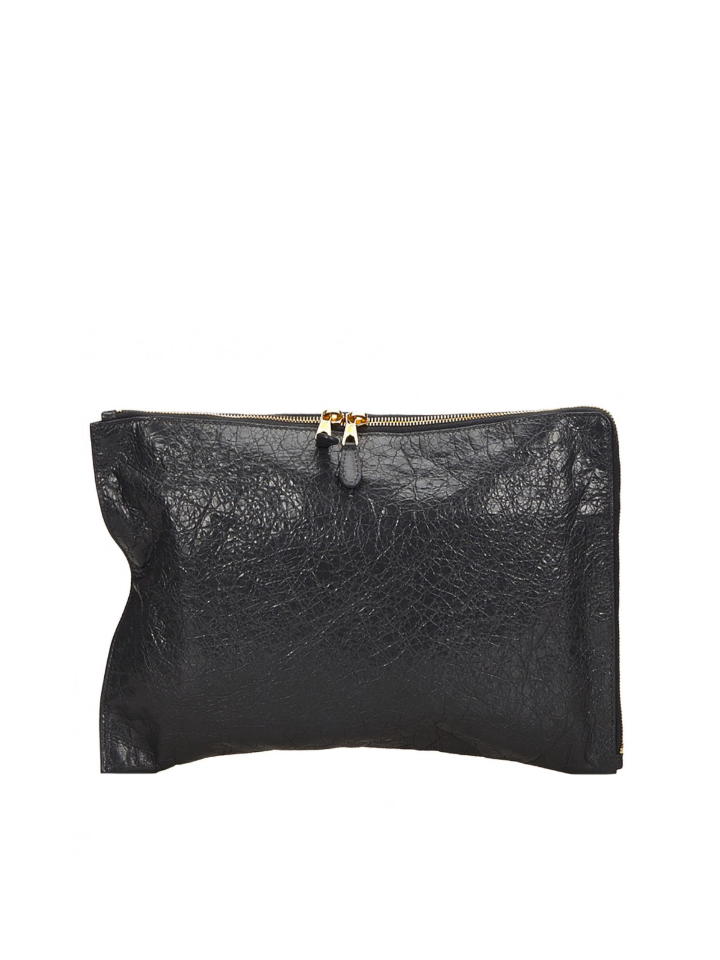 Balenciaga Clip Clutch In Black Gold Hardware