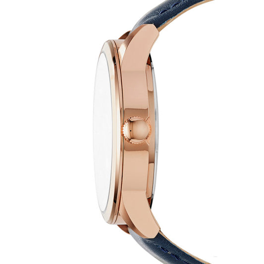 Fossil Bq2219 Watch Flynn Mechanical Navy Leather Watch