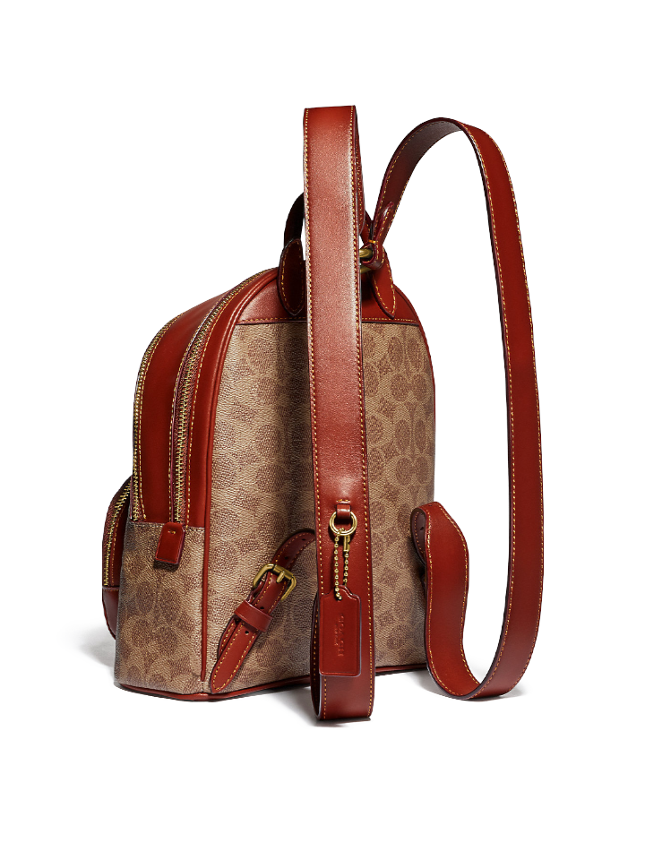 coach carrie backpack Coach 1029 Carrie Backpack 23 In Signature Canvas Tan Rust – Balilene