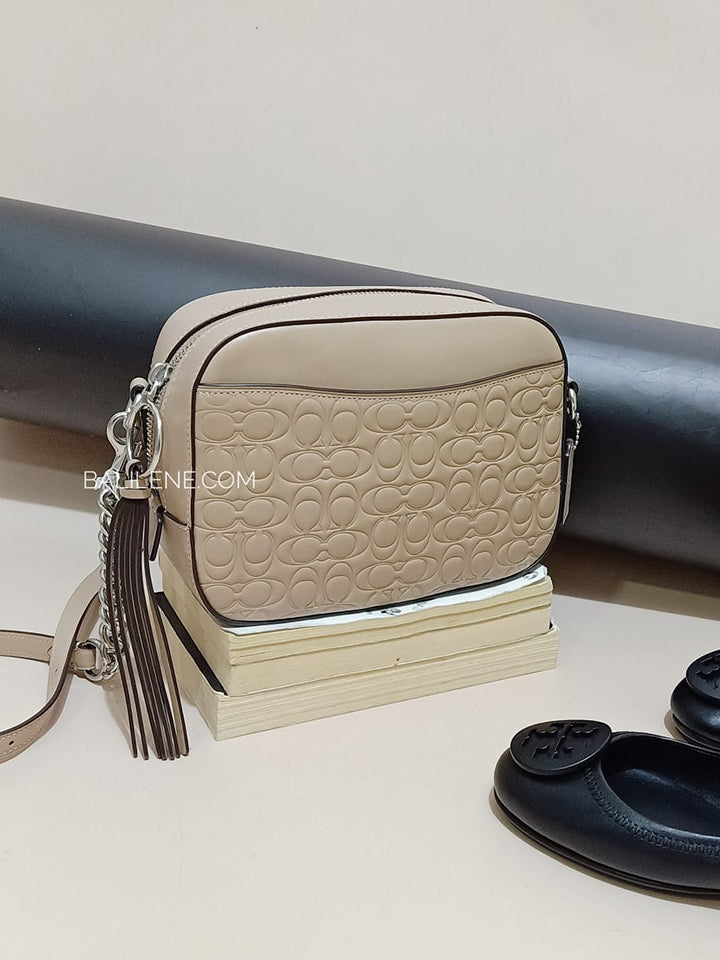 Coach 1033 Camera Bag Signature Crossbody Taupe