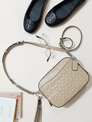 Coach 1033 Camera Bag Signature Crossbody Taupe