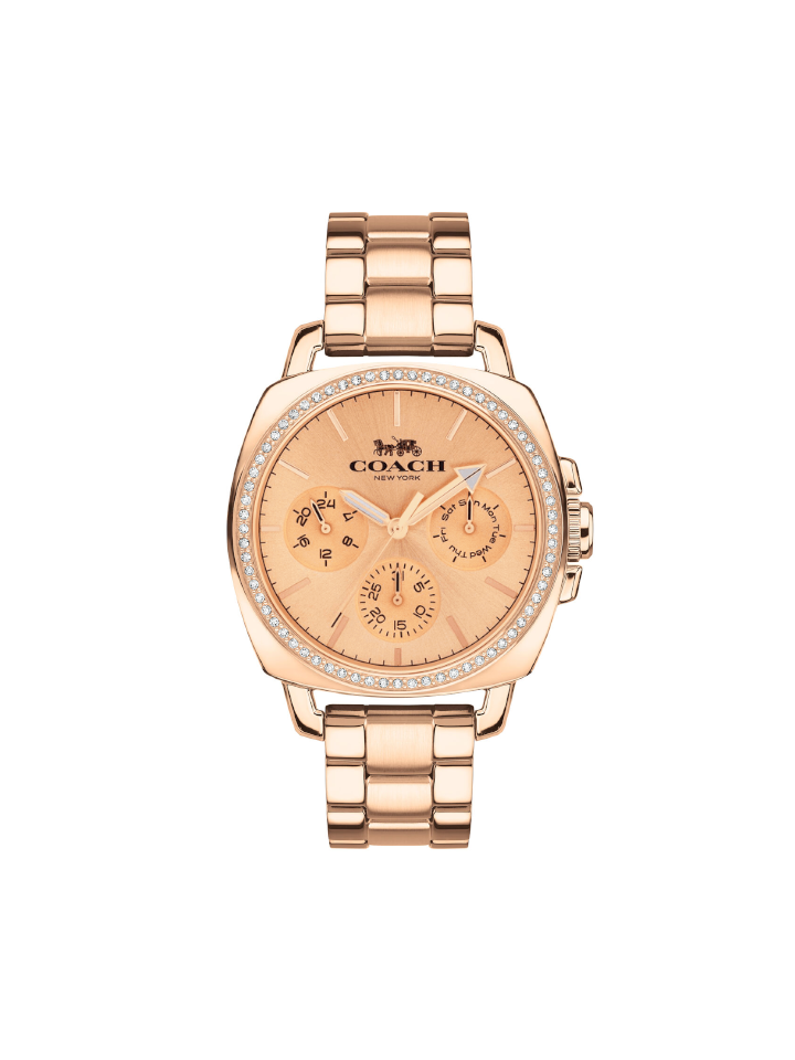 14503151 Coach 14503131 Boyfriend Multi-Function Rose Gold-Tone Glitz Watch ...