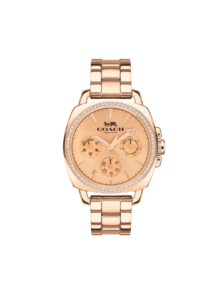 Coach 14503131 Boyfriend Multi Function Rose Gold Tone Glitz Watch