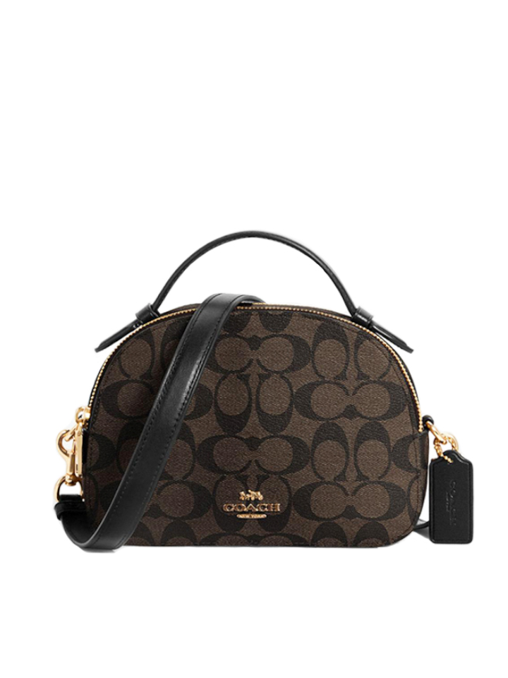 Coach 1591 Serena Satchel In Signature Canvas Brown Black