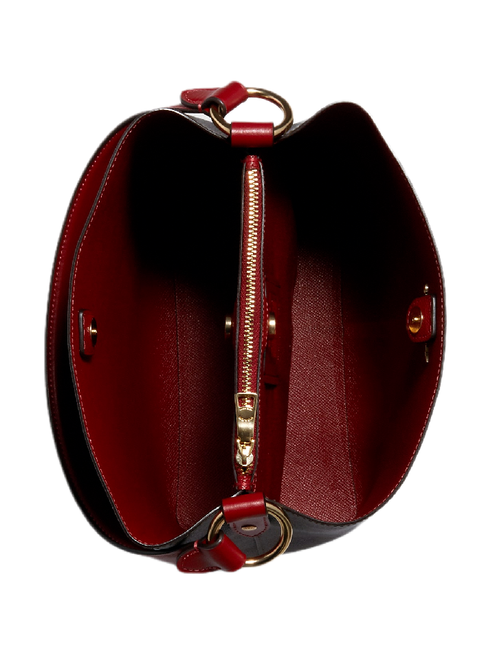 Coach 2312 Small Town Bucket Bag In Signature Canvas Brown 1941 Red