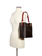 Coach 2312 Small Town Bucket Bag In Signature Canvas Brown 1941 Red