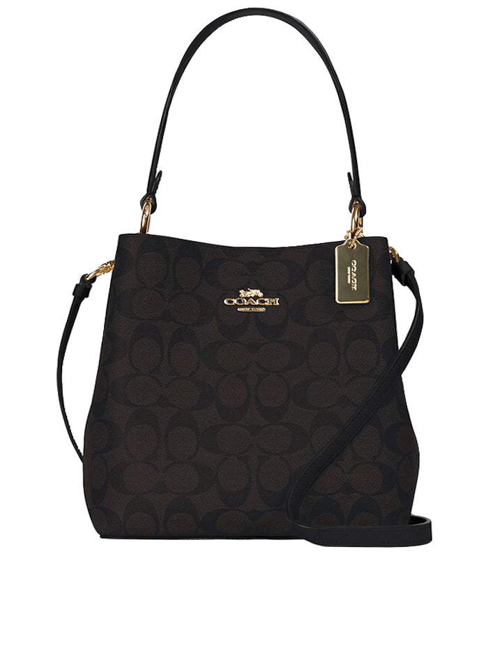 Coach 2312 Small Town Bucket Bag In Signature Canvas Brown Black