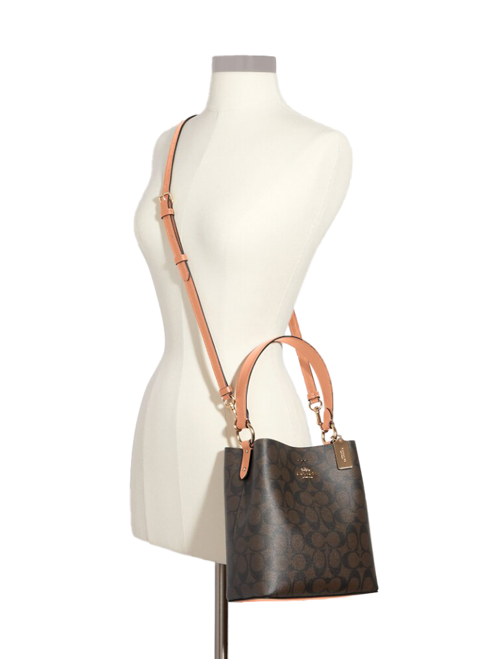 Coach Small Town Bucket Bag In Signature Canvas Shell Pink – Balilene