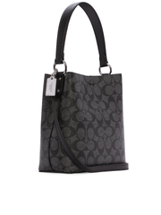 Coach 2312 Small Town Bucket Bag In Signature Canvas Silver Graphite Wine Black