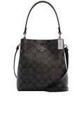 Coach 2312 Small Town Bucket Bag In Signature Canvas Silver Graphite Wine Black
