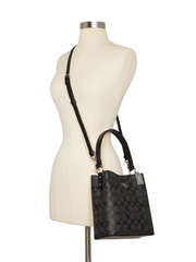 Coach 2312 Small Town Bucket Bag In Signature Canvas Silver Graphite Wine Black