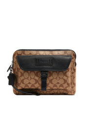 Coach 2811 Ranger Pouch In Signature Canvas Gunmetal/Tan Black